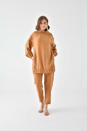 ست بالاتنه و پائین تنه قهوه ای زنانه بافتنی FTZ WOMEN - کد 799551073