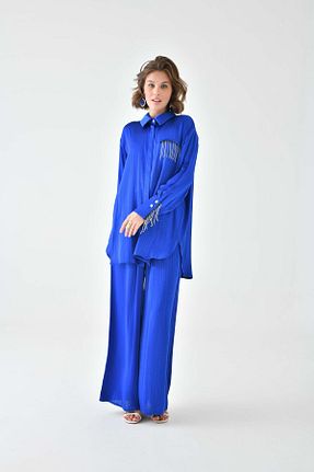 ست بالاتنه و پائین تنه سرمه ای زنانه بافتنی FTZ WOMEN - کد 799551487