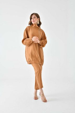 ست بالاتنه و پائین تنه قهوه ای زنانه بافتنی FTZ WOMEN - کد 799551073