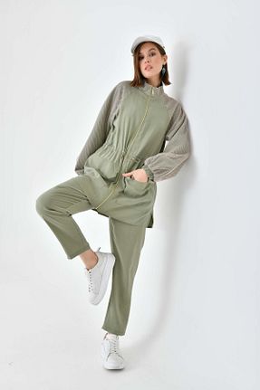 ست بالاتنه و پائین تنه خاکی زنانه بافتنی FTZ WOMEN - کد 799551184
