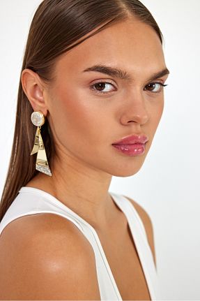 گوشواره جواهر طلائی مروارید TAKİŞKO - کد 857408394