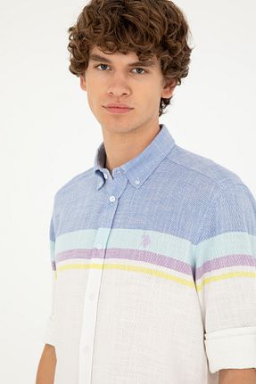 پیراهن آبی مردانه یقه پیراهنی U.S. Polo Assn. - کد 846504908