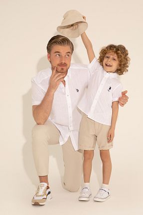 پیراهن سفید بچه گانه یقه پیراهنی U.S. Polo Assn. - کد 832754175