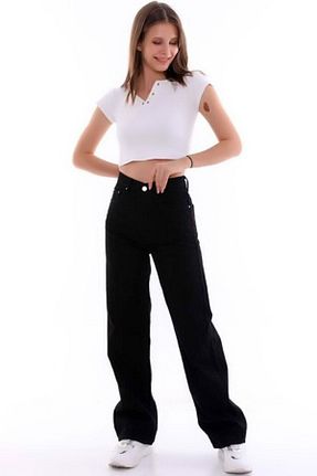 شلوار جین مشکی زنانه پاچه گشاد Ottawe - کد 861838350
