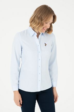 پیراهن آبی زنانه یقه پیراهنی U.S. Polo Assn. - کد 855702409