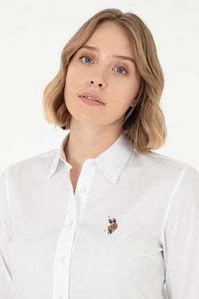 پیراهن سفید زنانه یقه پیراهنی U.S. Polo Assn. - کد 849941101