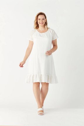 لباس سایز بزرگ سفید زنانه سایز بزرگ Moda Berray - کد 344456584