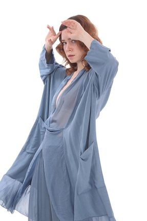 ست بالاتنه و پائین تنه سرمه ای زنانه بافتنی Bohem Stil - کد 814050657