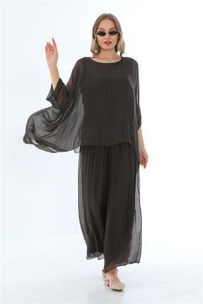 بلوز قهوه ای زنانه ساده Bohem Stil - کد 850725638