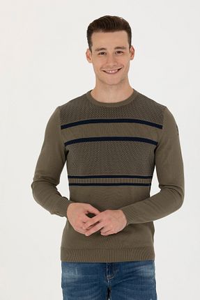 پلیور خاکی مردانه ساده U.S. Polo Assn. - کد 834787420