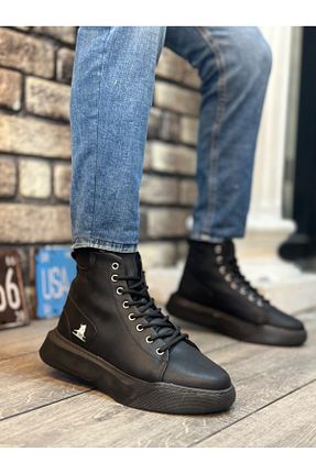 بوت / نیم بوت مشکی مردانه چرم مصنوعی BOA - کد 315933998