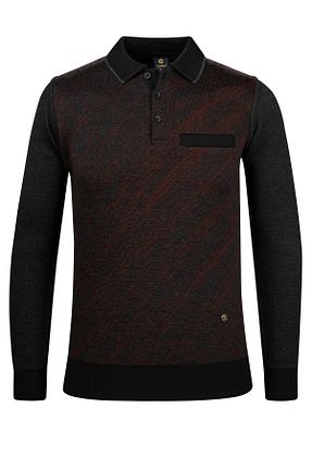 پلیور طوسی مردانه طرح دار Çizgi Triko - کد 863531797