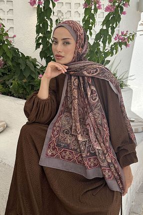 شال قهوه ای زنانه lamelif.com - کد 861894412