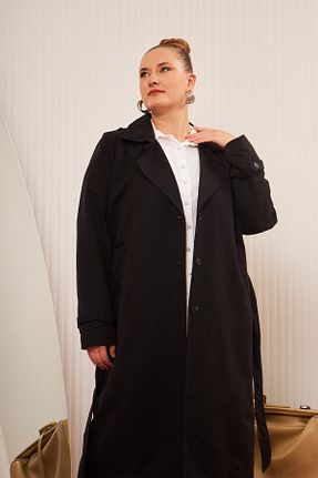 ترنچکت سایز بزرگ مشکی زنانه پنبه پلی استر Rmg - کد 861922230