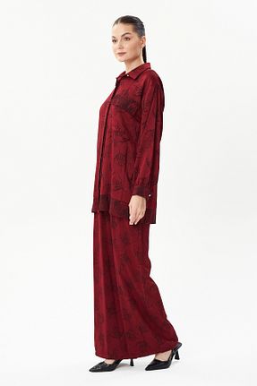 ست بالاتنه و پائین تنه زرشکی زنانه بافتنی Jupe - کد 861930316