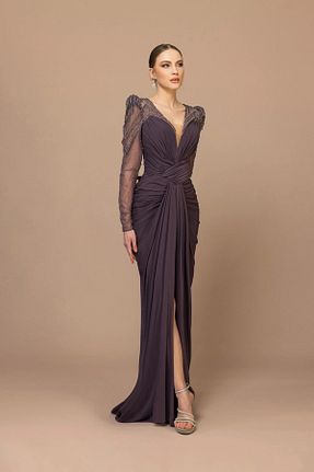 لباس مجلسی و فارغ التحصیلی بنفش زنانه بافتنی Genel Markalar - کد 861932317