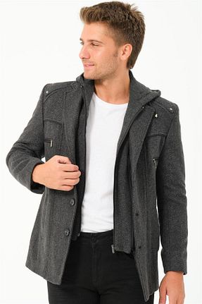 پالتو پشمی طوسی مردانه رگولار Dewberry - کد 861929986