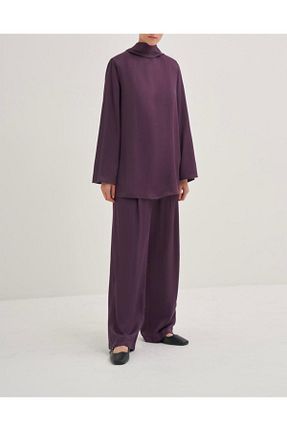 بلوز بنفش زنانه ساده qooq - کد 861928807