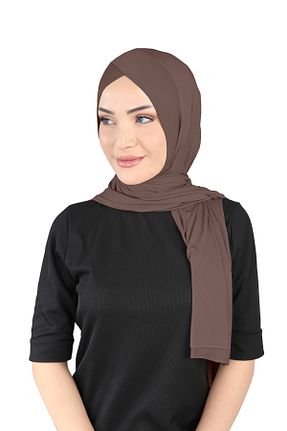 روسری قهوه ای پلی استر Ecardin - کد 861951091
