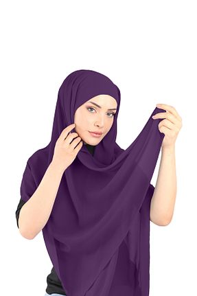 روسری بنفش شیفون Ecardin - کد 861951262