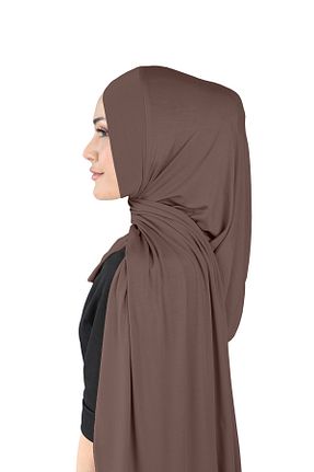 روسری قهوه ای پلی استر Ecardin - کد 861951091