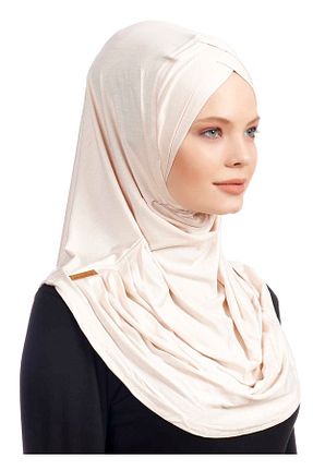 روسری بژ پنبه ای Ecardin - کد 861951675