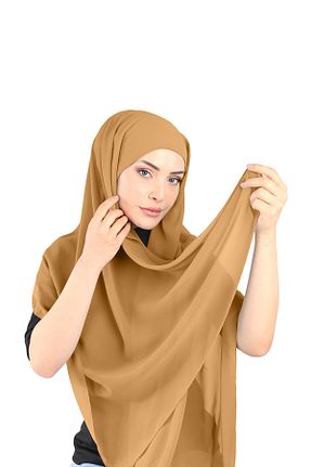 روسری طلائی شیفون Ecardin - کد 861951342