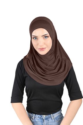روسری قهوه ای پنبه ای Ecardin - کد 861951310