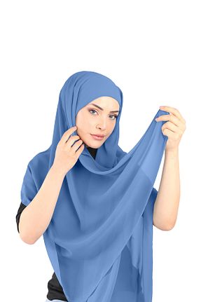 روسری آبی شیفون Ecardin - کد 861951241