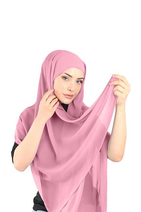 روسری صورتی شیفون Ecardin - کد 861951557