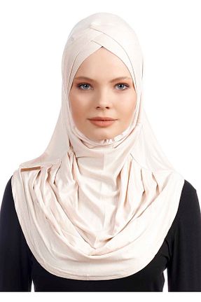 روسری بژ پنبه ای Ecardin - کد 861951675