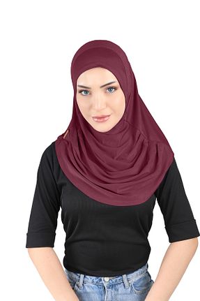 روسری زرشکی پنبه ای Ecardin - کد 861951180