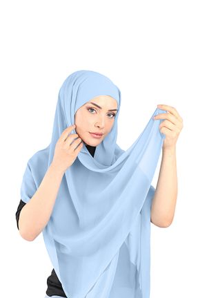 روسری آبی شیفون Ecardin - کد 861951523
