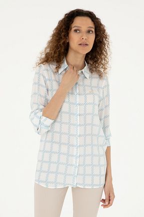 پیراهن آبی زنانه یقه پیراهنی U.S. Polo Assn. - کد 835538588