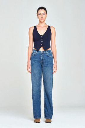 شلوار جین آبی زنانه پاچه گشاد Pantamo Jeans - کد 861962319