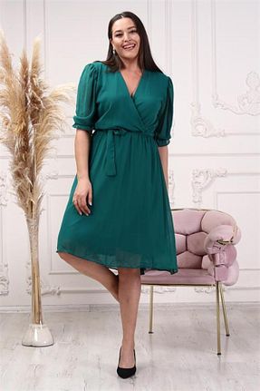 لباس سایز بزرگ سبز زنانه پارچه dipmoda - کد 861957338