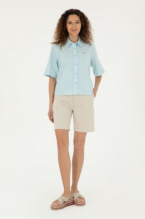 شلوارک و برمودا بژ زنانه کتان U.S. Polo Assn. - کد 834818297