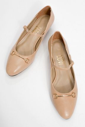 کفش پاشنه بلند کلاسیک بژ زنانه چرم مصنوعی luvishoes - کد 861972135