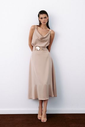 دامن بژ زنانه پارچه Sateen - کد 861967550