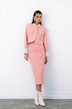 دامن صورتی زنانه پلی استر Sateen - کد 861967499