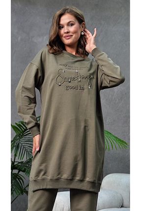 ست بالاتنه و پائین تنه خاکی زنانه بافتنی MVStore - کد 861966140