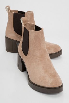 بوت / نیم بوت بژ زنانه چرم مصنوعی luvishoes - کد 861985883