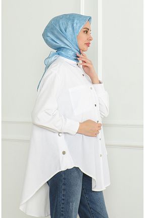 روسری آبی پلی استر sefamerve - کد 861983830