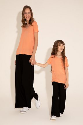 تیشرت نارنجی زنانه یقه هفت U.S. Polo Assn. - کد 833114442