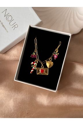 گردنبند استیل ( فولاد ) قرمز زنانه استیل (فولاد) Nour Co - کد 862031370