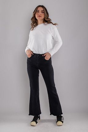 شلوار جین مشکی زنانه پاچه پهن LACARINO - کد 796262186