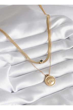 گردنبند استیل ( فولاد ) طلائی زنانه استیل (فولاد) MOD10 - کد 862054205