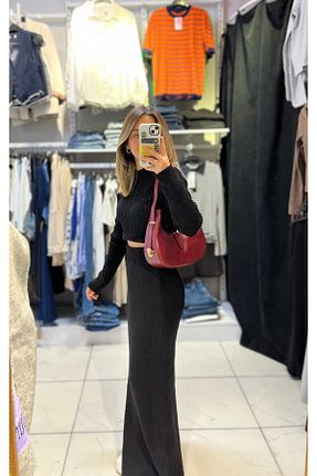 ست بالاتنه و پائین تنه مشکی زنانه تریکو VİYA - کد 862057690