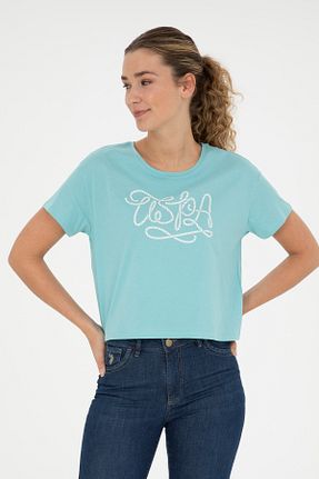 تیشرت آبی زنانه یقه دوچرخه U.S. Polo Assn. - کد 832932942