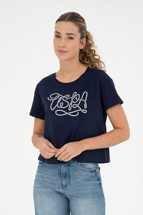 تیشرت آبی زنانه یقه دوچرخه U.S. Polo Assn. - کد 832923145